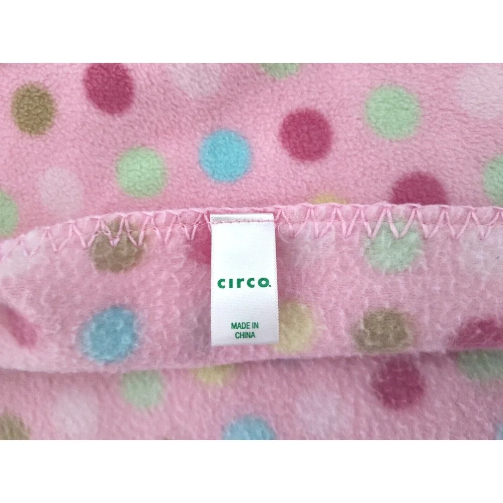 Circo Pink Fleece Polka Dot Baby Blanket Soft Girl Lovey htf Target Green Brown